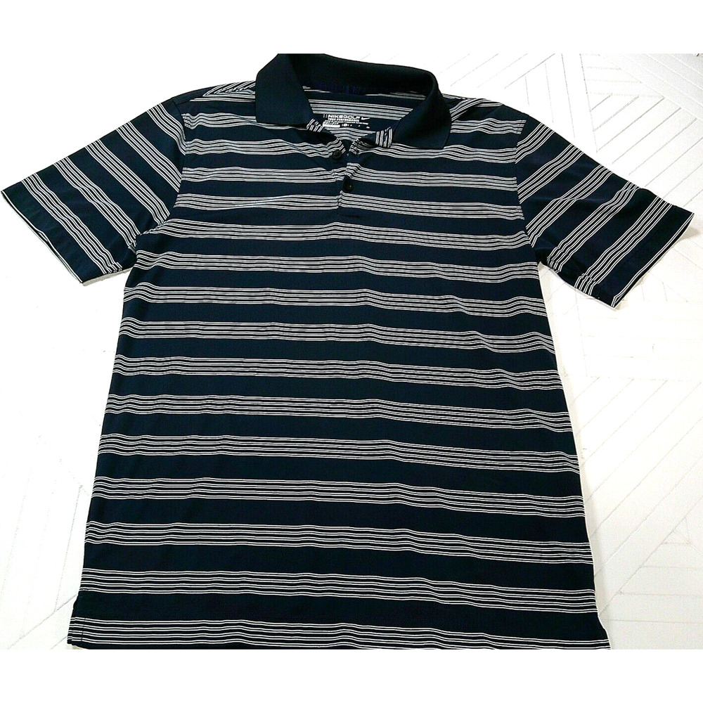 Nike Golf Dri-Fit Tour Performance Polo Shirt Blue White Stripes Men's Small